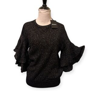 Womens Gold Metallic
Ruffle-Sleeve Sweater Sz S $99
TINI. Perfect for going out